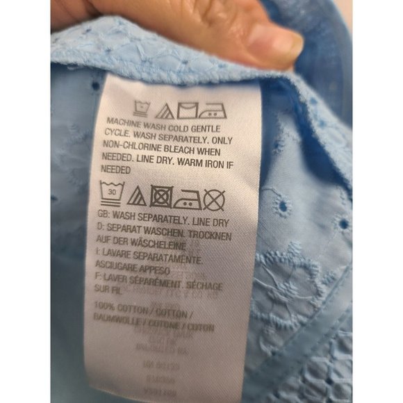 Joan Rivers Blue Eyelet Open Front 3/4 Sleeve Cotton Jacket Plus Size 18W - Picture 4 of 6